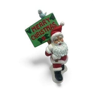 Vintage Christmas Santa large figure 14" handpainted ceramic blue bird signed